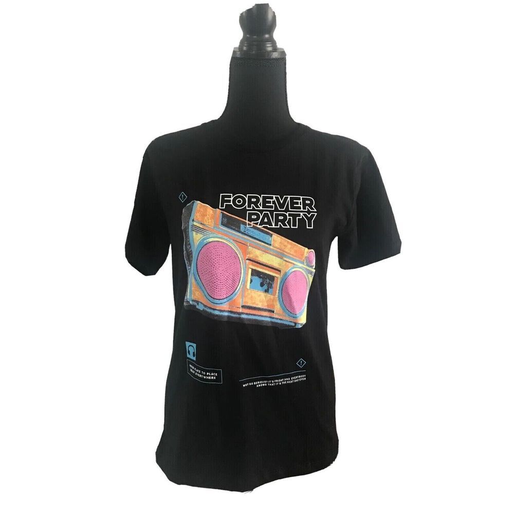 Denim & Flower Ricky Sing‎ Boys Short Sleeve Graphic Tee - Black/Size 13-14